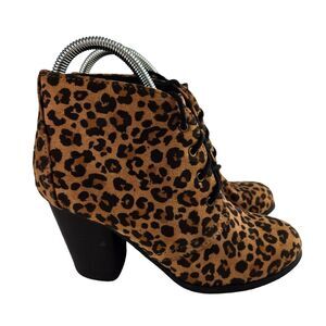 Y.Not? Oana Womens 6‎ M Brown Leopard Print 3" Block Heel Bootie